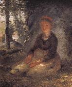 Jean Francois Millet Shepherdess sitting under the shadow Sweden oil painting artist